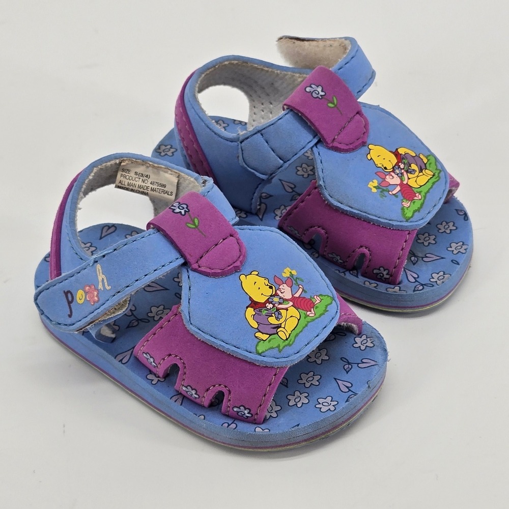 Disney Winnie the Pooh Sandals Toddler Vintage Size S‎ 3 4 Purple Blue 90's Kid